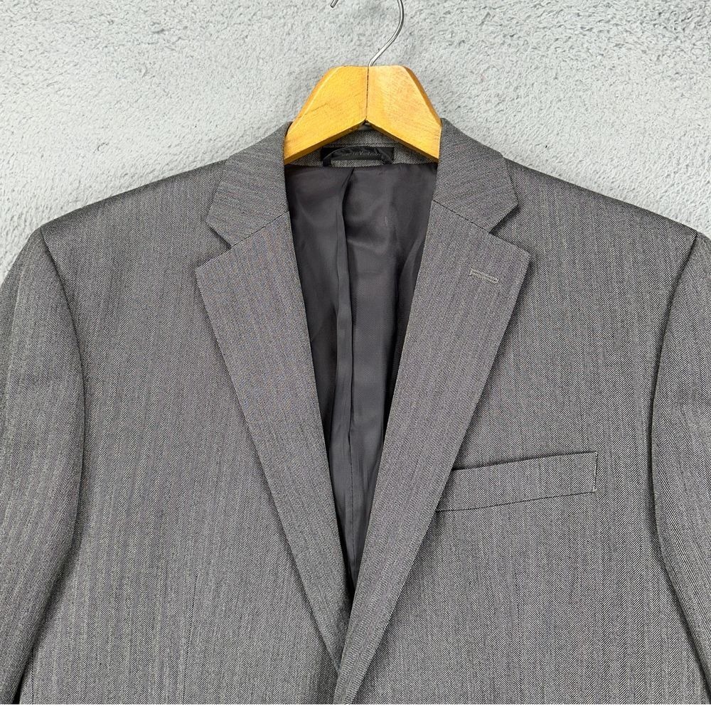 Lauren Ralph Lauren Blazer Adult 42R Grey‎ Herringbone 2 Button Sport Coat Mens